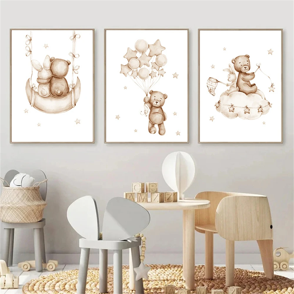 Настенный принт &quotЗвездное облако луна кролик медведь&quot ARDOR