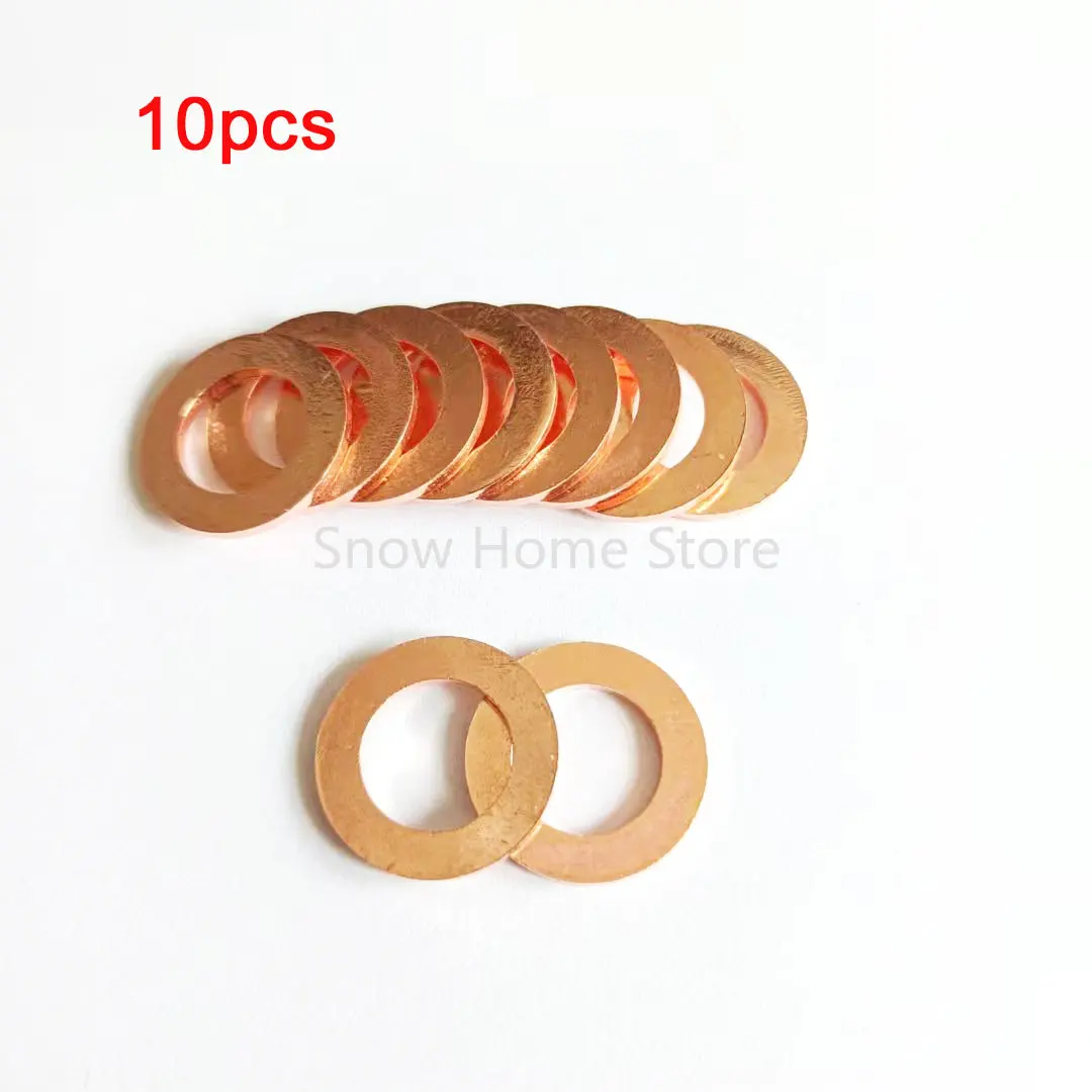

10pcs Red Copper Gasket Oil Seal Gasket Sealing Flat Gasket Set