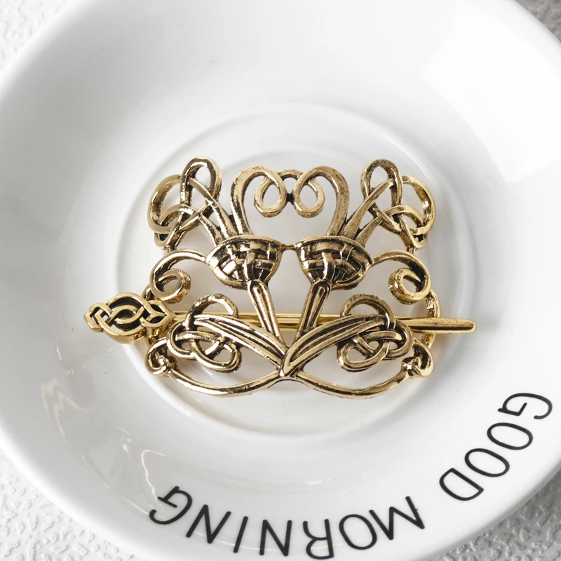 Заколка для волос в стиле викингов винтажная металлическая зажим с узлами