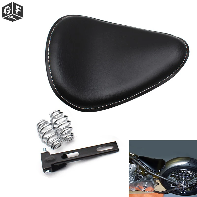 

Motorcycle Solo Seat PU Leather Front Driver 3" Spring Bracket For Harley Sportster XL883 1200 Chopper Bobber Custom Honda