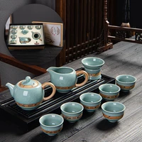 kung fu tea set characteristic open cut embossed bamboo feapotcover bowl complete set of ceramic gifts tea pot and cup set