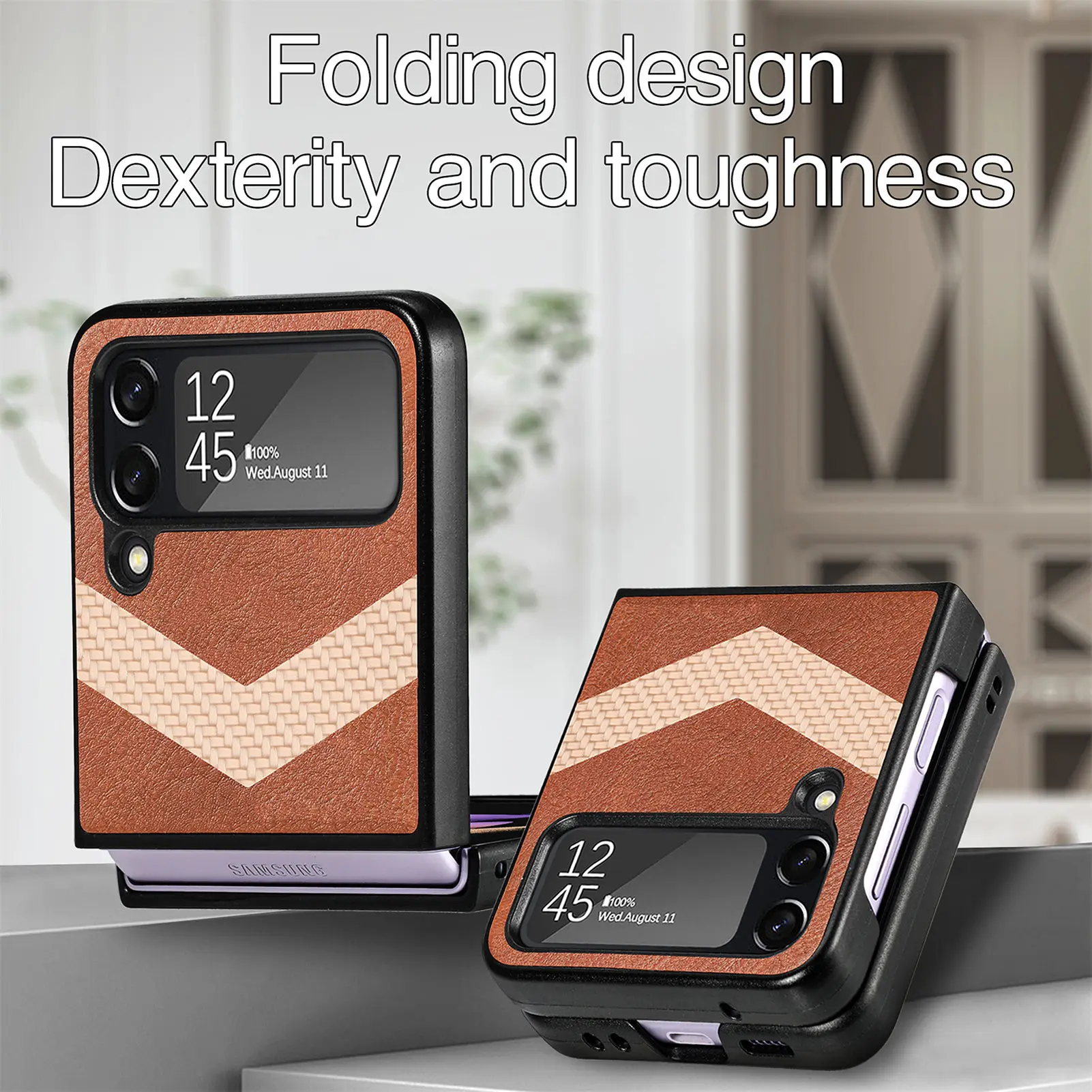 

Роскошный кожаный складной чехол с защитой от пота для Samsung Galaxy Z Flip4 5G Flip 4 Zflip4, противоударные аксессуары для телефона Coque