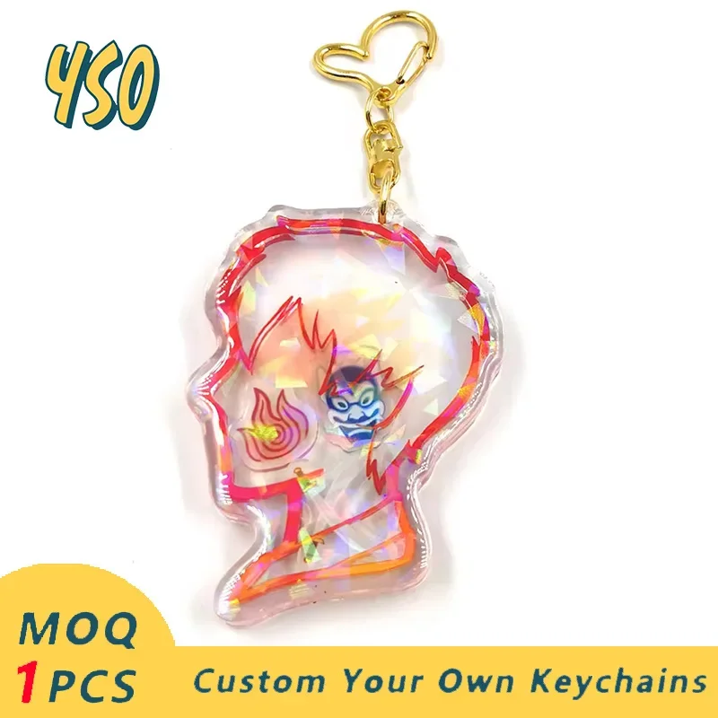 YSO CNC Алмазная вырезка печатная цельная деталь мультяшный акриловый брелок из