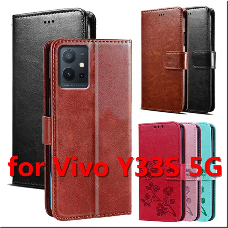 

Case for Vivo Y33S 5G Leather Wallet Book Flip Folio Stand View Cover With Card Slots