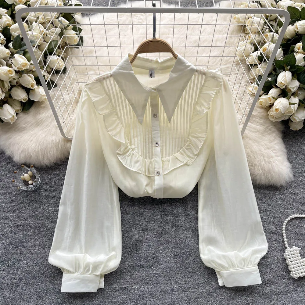 

French Vintage Long Sleeve Shirt Versatile Loose Slim Chiffon Shirt