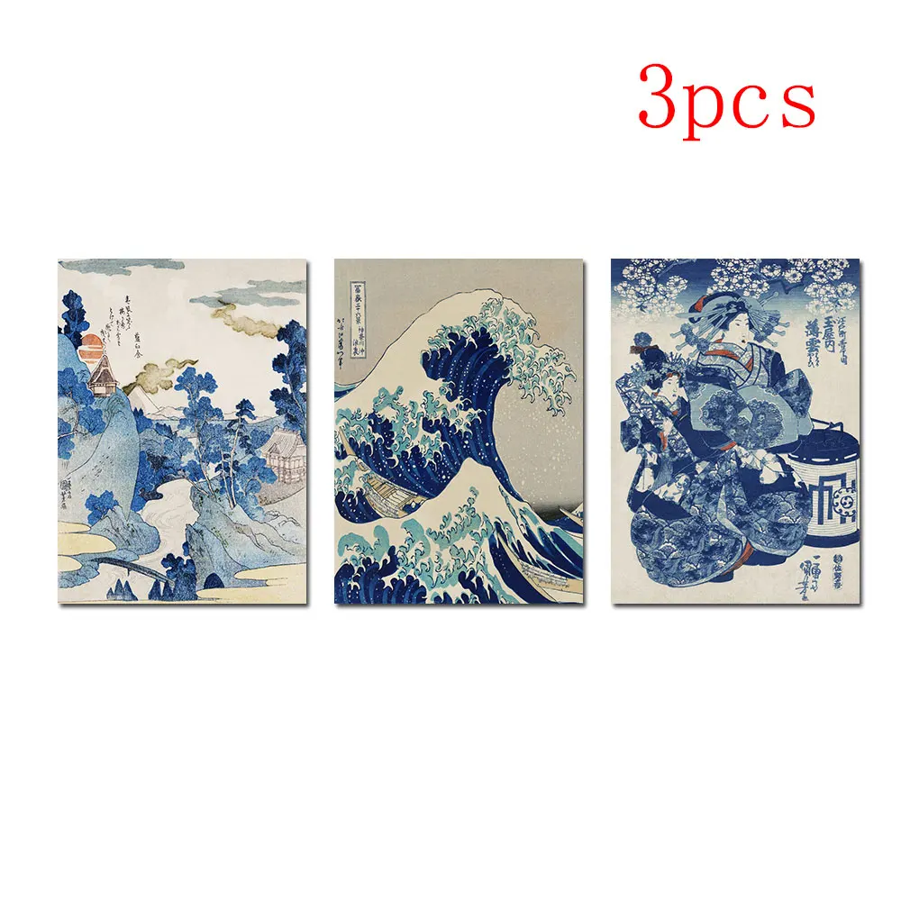 Японский набор из 3 предметов винтажное искусство стены Искусство Картина на