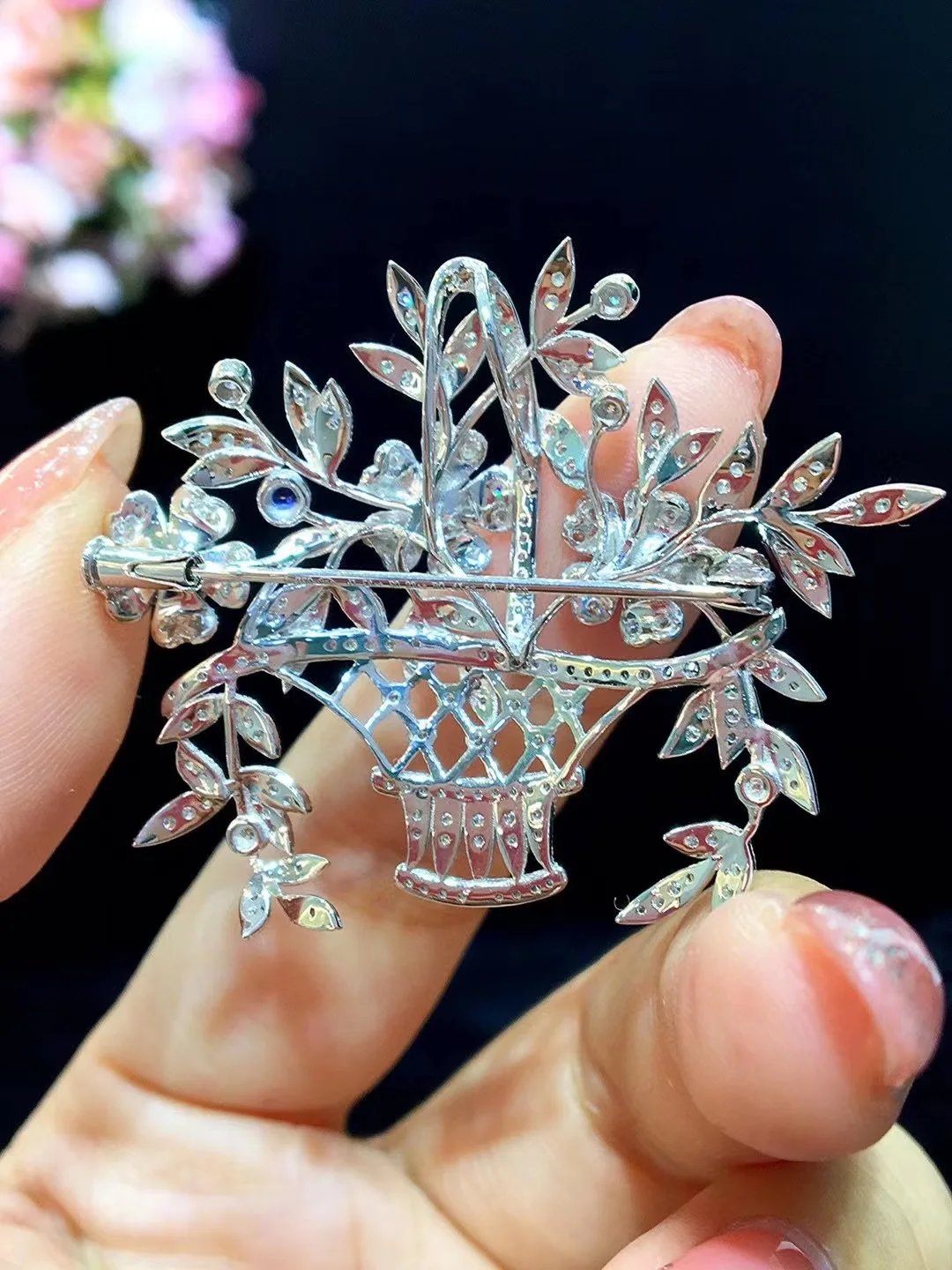 Подлинные ювелирные изделия 18 карат белое золото с бриллиантами брошь в виде