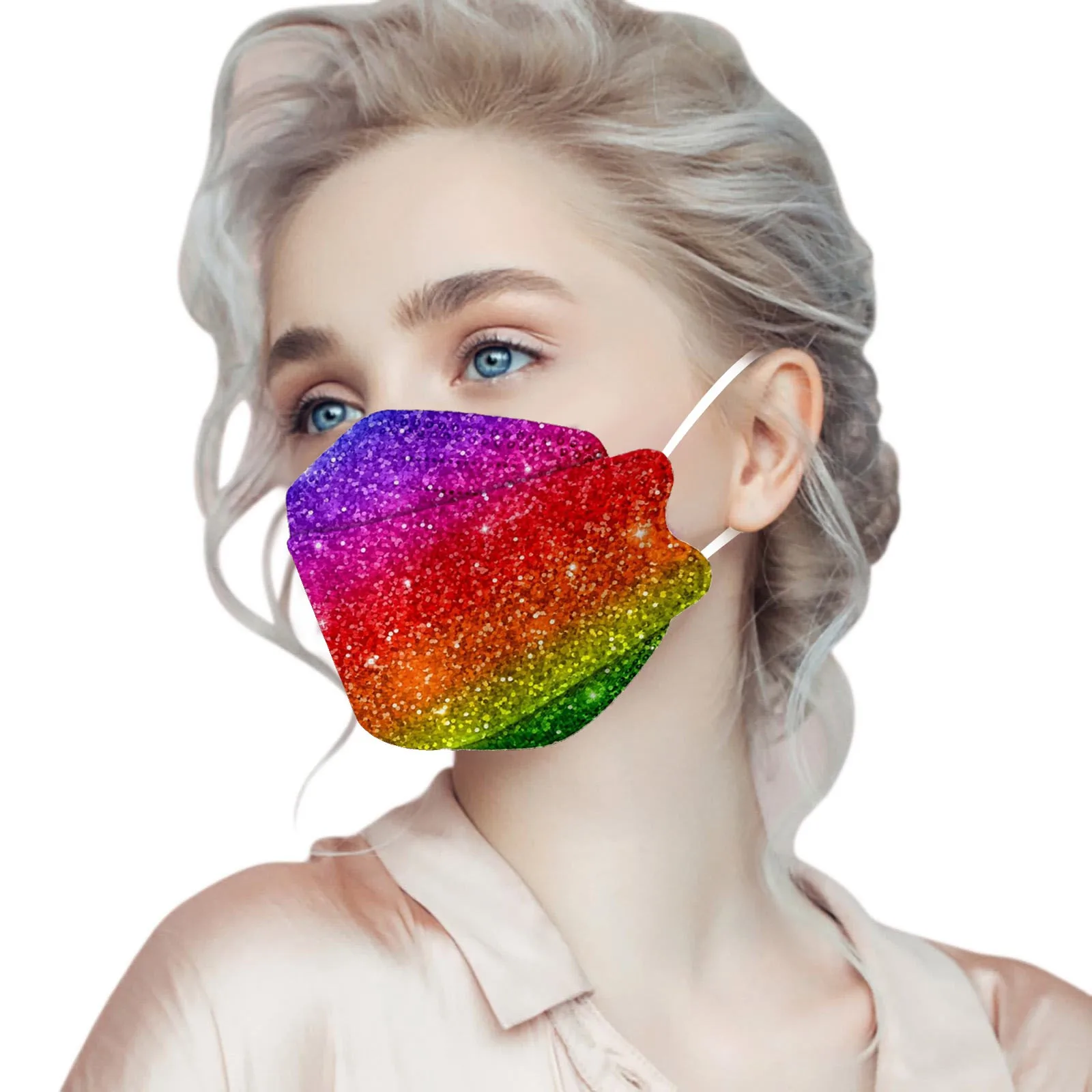 

50PC 3D Disposable Adult Mask Protective Gradient Colorful Male Female Facemask Ultrathin Disposable Breathable Adults Masque