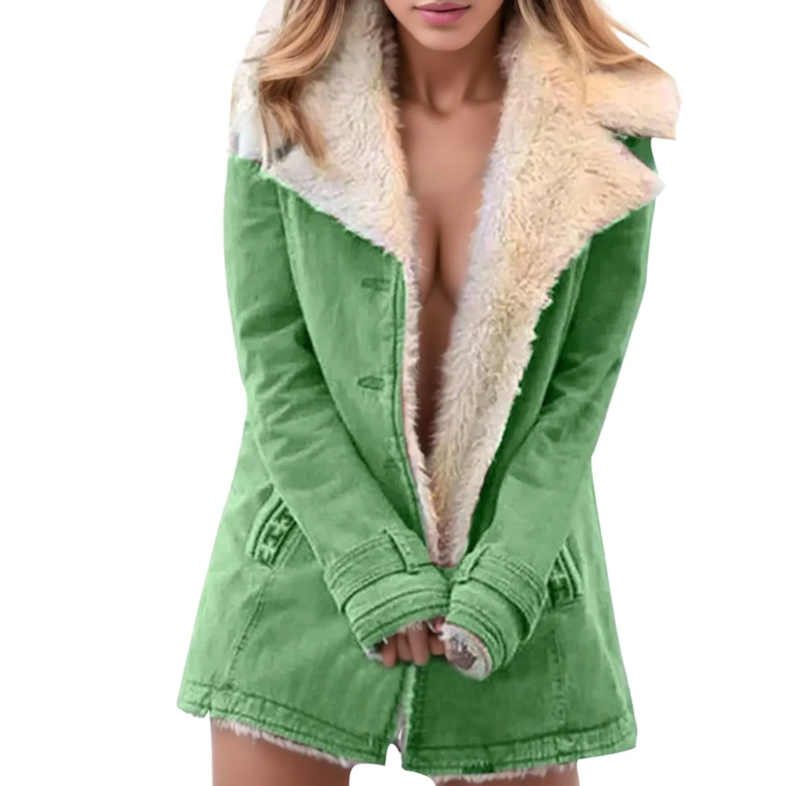 

2023 New Autumn Winter Women Warm Faux Fur Fleece Coat Jacket Thickened Locomotive Lapel Female Chic Outwear Top Clothing