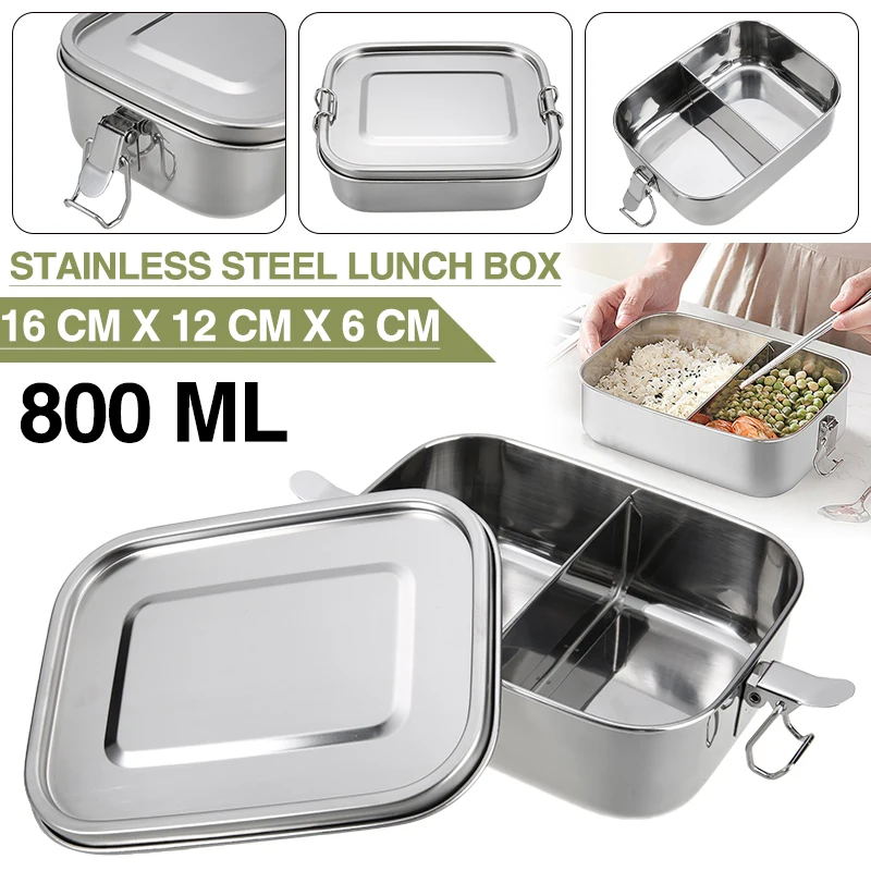 Stainless Steel Lunch Box Metal Leak-Proof Bento Box for Storing Snack Food Fruits Container Storage Box