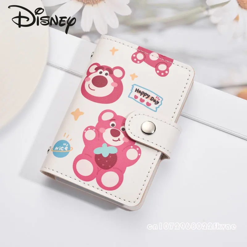 Disney Strawberry Bear New Multifunctional Card Bag Large Capacity Multi Slot Card Holder Cartoon Cute Women's Bank Card Bag