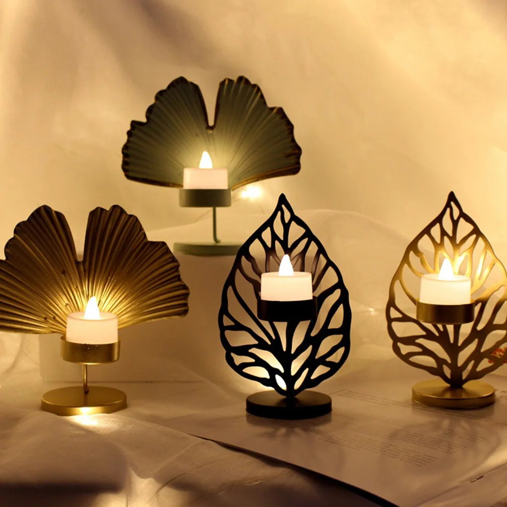 

1PC Candlestick Leaf Shape Candle Holder Iron Welding Candleholder For Home Decoration Christmas Ornament Happy New Year 2021