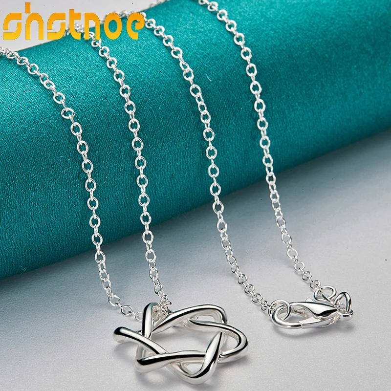 

925 Sterling Silver Six Stars Pendant Necklace 16-30 Inch Chain For Women Party Engagement Fashion Charm Jewelry