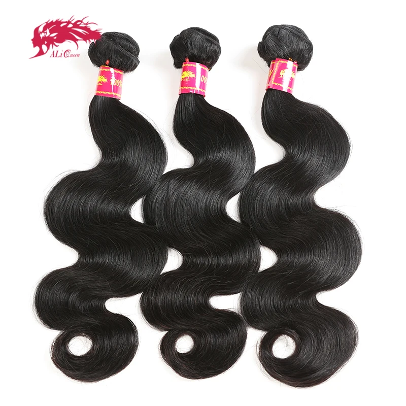 Ali Queen Hair Brazilian Body Wave Raw Virgin Hair Weaving Natural Color 8-34 inches 3/4Pcs 100% Human Hair Weave Bundles