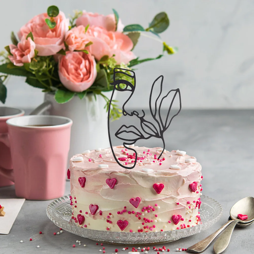 Акриловый минималистский художественный Топпер для торта с лицом леди свадьбы