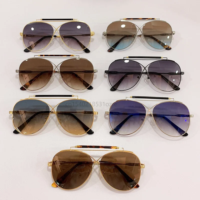

Luxury Men's Polarized Driving SunGlasses PK FT0818 For Men Women Brand Designer Gradient Vintage Brown Pilot Sunglasses UV400