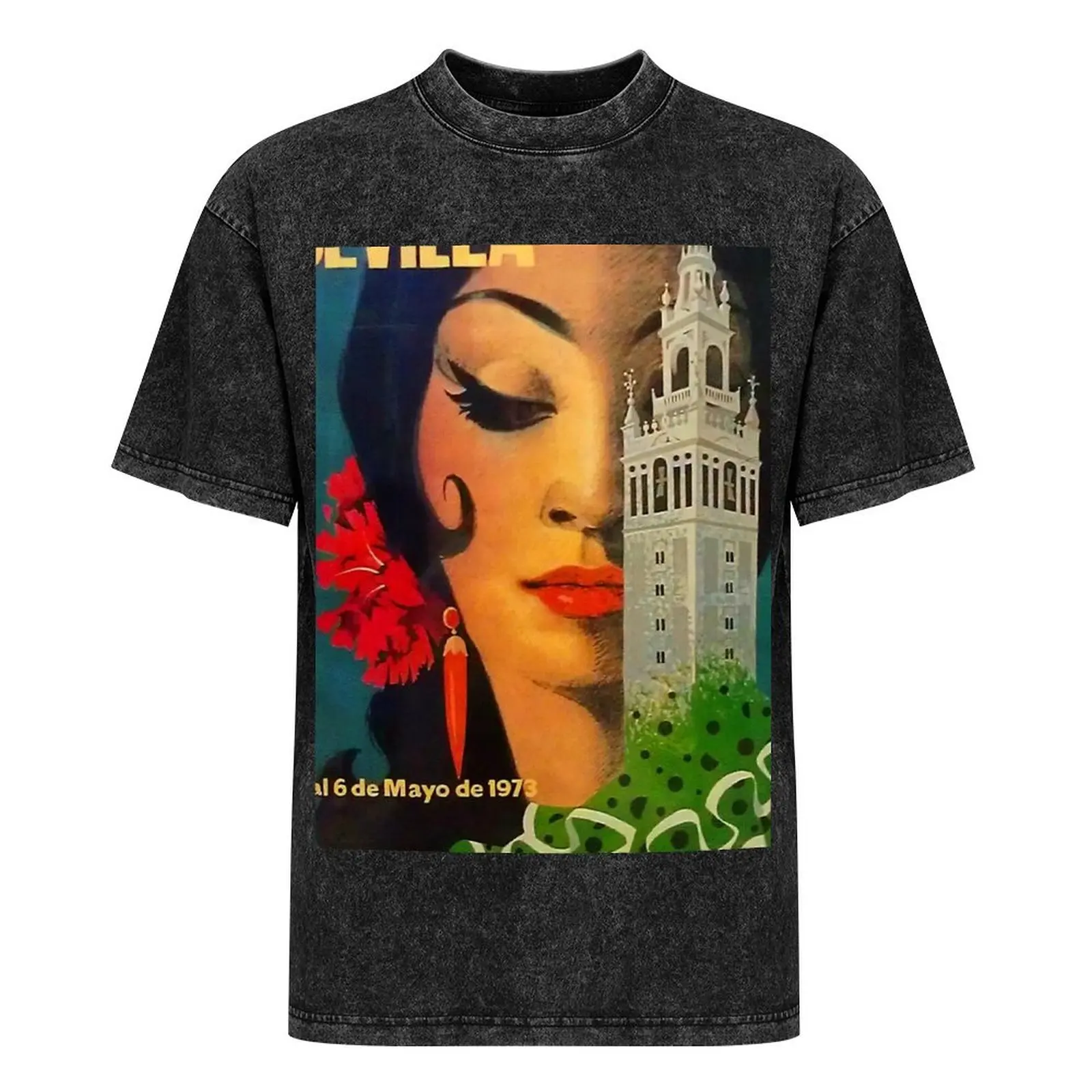 Винтажные футболки Feria de Sevilla облегающие с графическим рисунком для мужчин