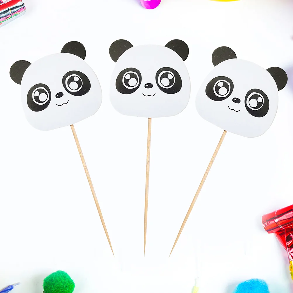 

24 Pcs Kids Decor Cake Toppers Animal Panda Dessert Table Bamboo Decorations Child