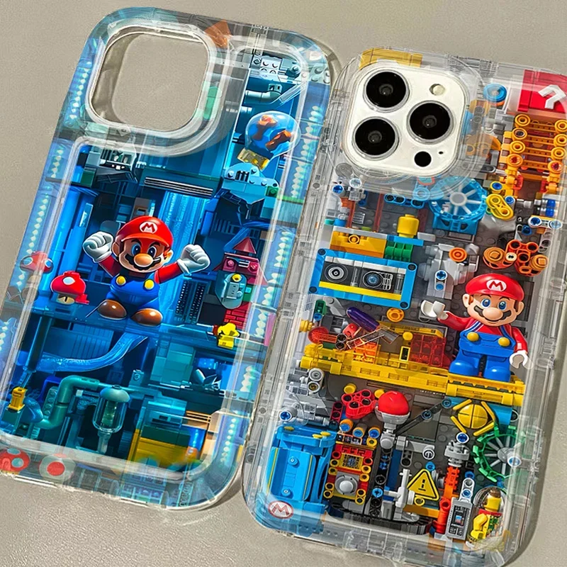 Anime Building M-Marios Phone Case For iPhone 16 15 14 13 12 11 Pro Max XS X XR 8 7 Plus SE 2020 Shockproof Silicone Back Cover