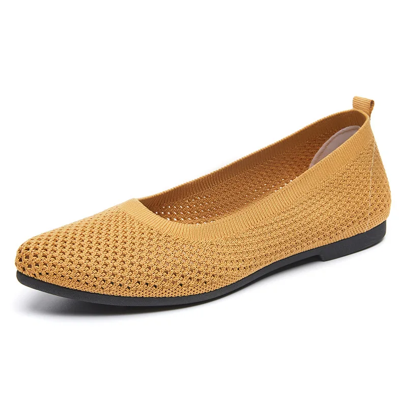 

Classic Pointed Flat Shoes Women Summer Hollow Soft Sole Leisure Knit Shoes Maternity Shoes Fashion Slip on Solid Fisherman Shoe