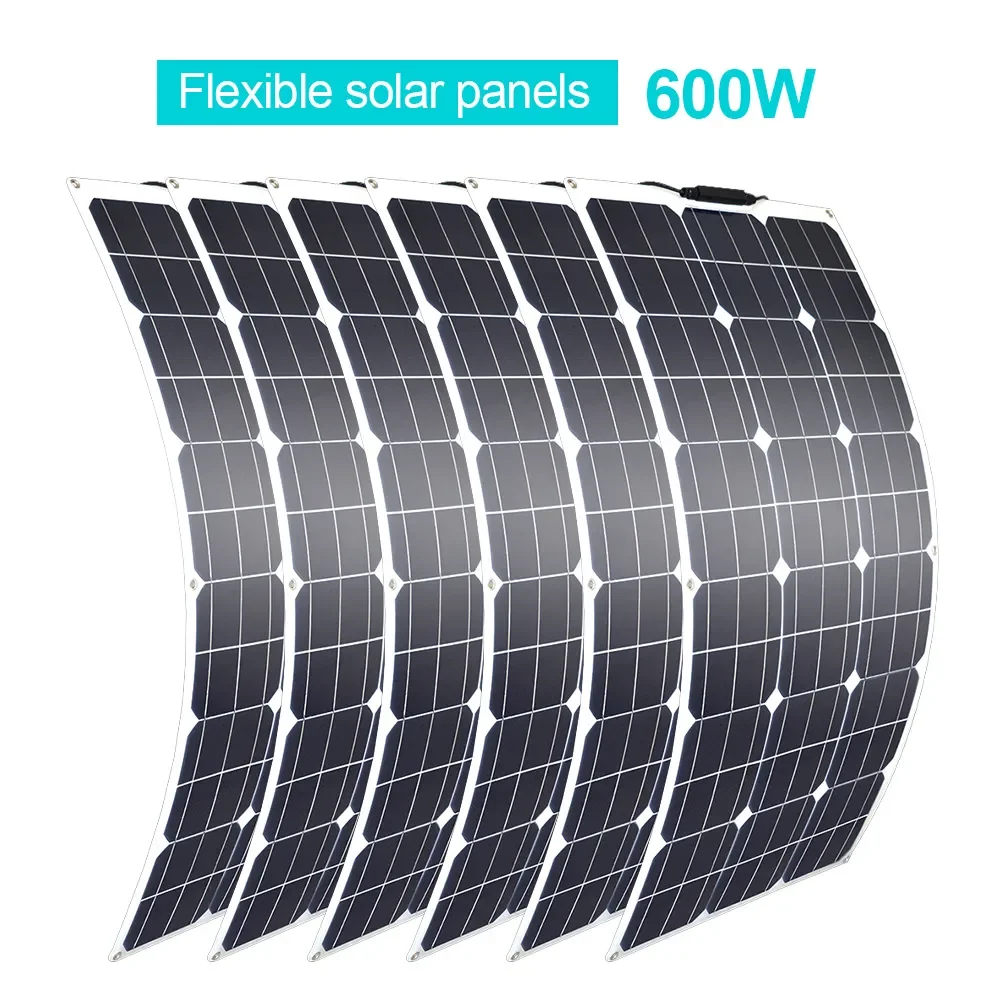 

Солнечная панель 100–1000 Вт, гибкая, для зарядки батарей 12 В, 24 В, для использования на лодке, в машине, дома