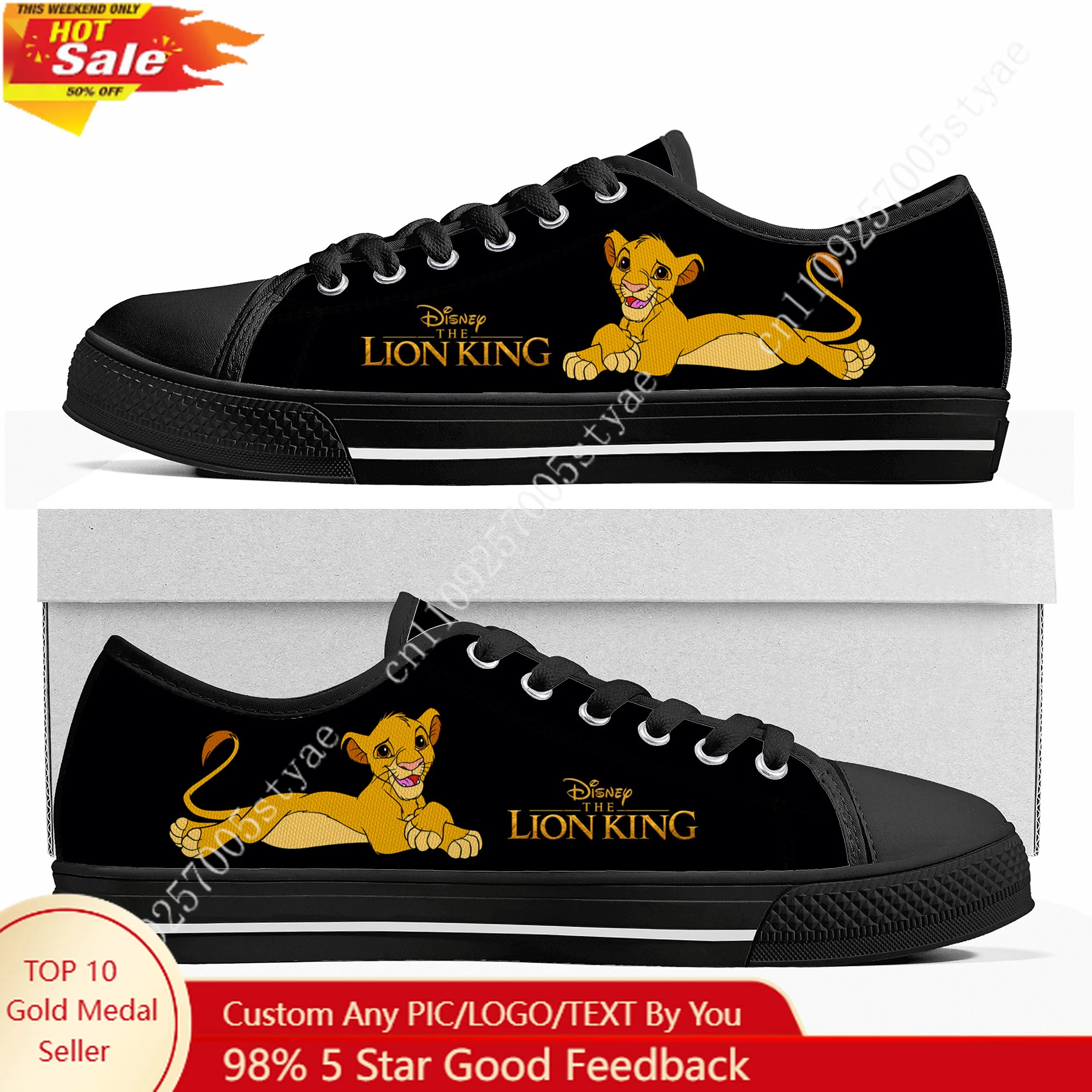 Фото Кроссовки Disney The Lion King Simba, низкие, высокого качества, мужские и женские, из канваса, повседневные, на заказ №1
