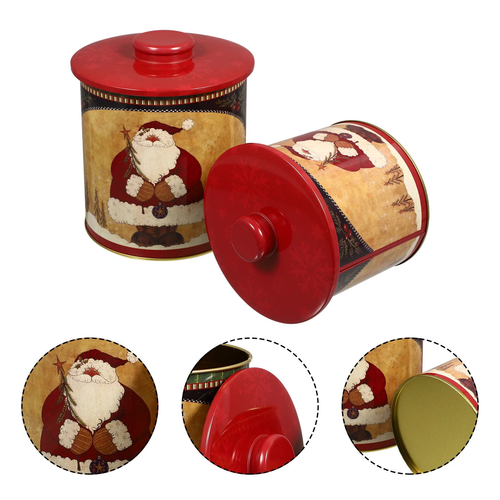 

Christmas Tin Box Household Sealed Jars Sweets Container Candy Storage Holder Containers Packing Case Food Lids