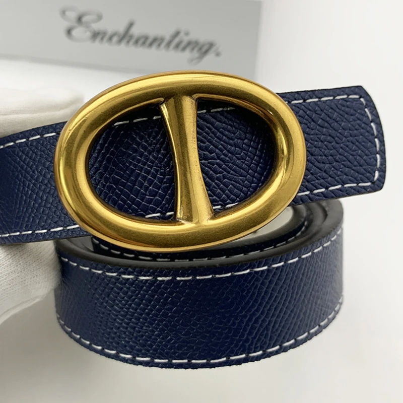 

Women's Reversible Leather Belt Flat Alloy Buckle for Easy Removal Simple and Versatile Fashion Decorative Waistband 2022 new