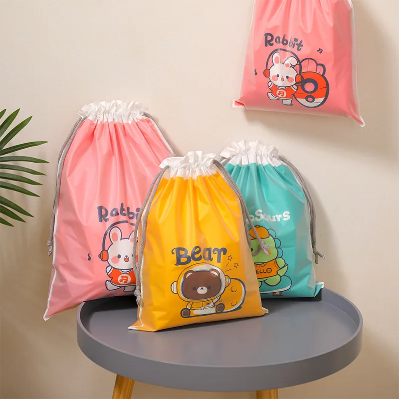 

1pc Cartoon Drawstring Pouch Travel Storage Bag Portable Clothes Storage Finishing Luggage Bags Waterproof Clothing Shoe Bag