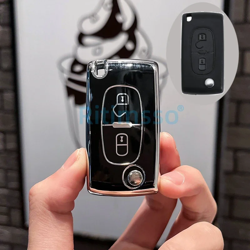 

Модный автомобильный флип-чехол из ТПУ для Peugeot 107 207 307 308 407 607 3008 5008 для Citroen Xsara Picasso C5 C6 C8