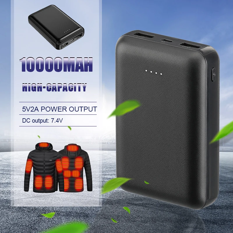 10000mAh Power Bank Portable Charger External Battery Pack for Heating Vest Jacket Scarf Socks Gloves Electric Heating Equipment