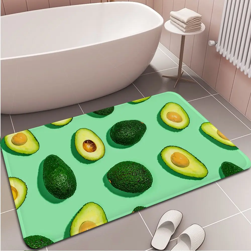 

Avocado Aesthetic Fruit Printed Printed Flannel Floor Mat Bathroom Decor Carpet Non-Slip For Living Room Kitchen Welcome Doormat