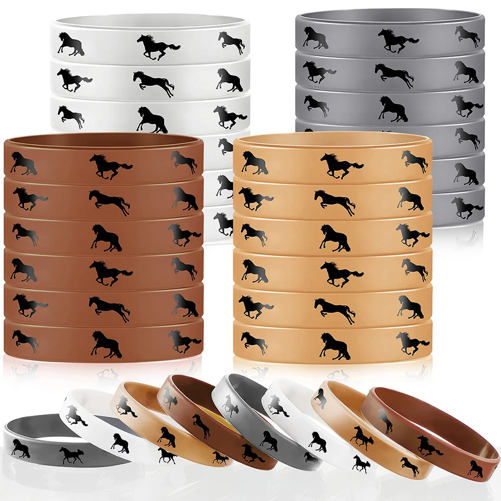 

12 Pcs Horse Rubber Bracelets Derby Day Horse Bracelets Silicone Horse Wristbands Horse Lovers Birthday Party Favors Supplies