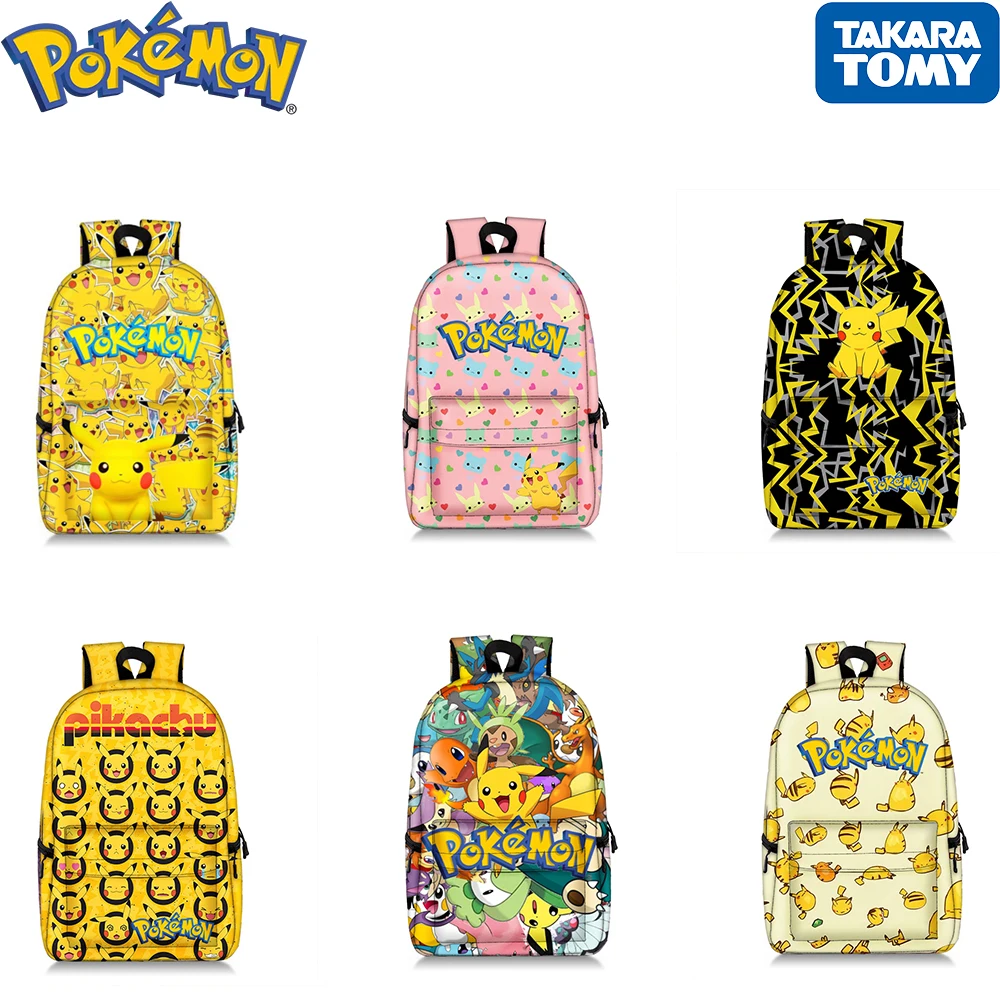 

Pokemon Anime Peripheral Backpack Cartoon Pikachu Cute Children's Schoolbag Learning Stationery Kids Big Capacity Bags Gifts