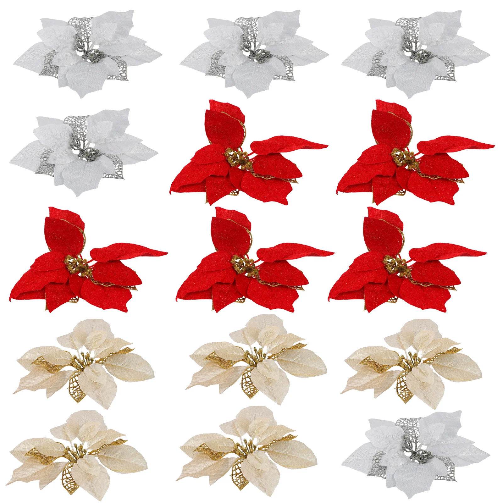 

Poinsettia Christmas Flower Flowers Tree Fake Artificial Table Supplies Pendant Hanging Decor Wreath Craft Decoration Setting