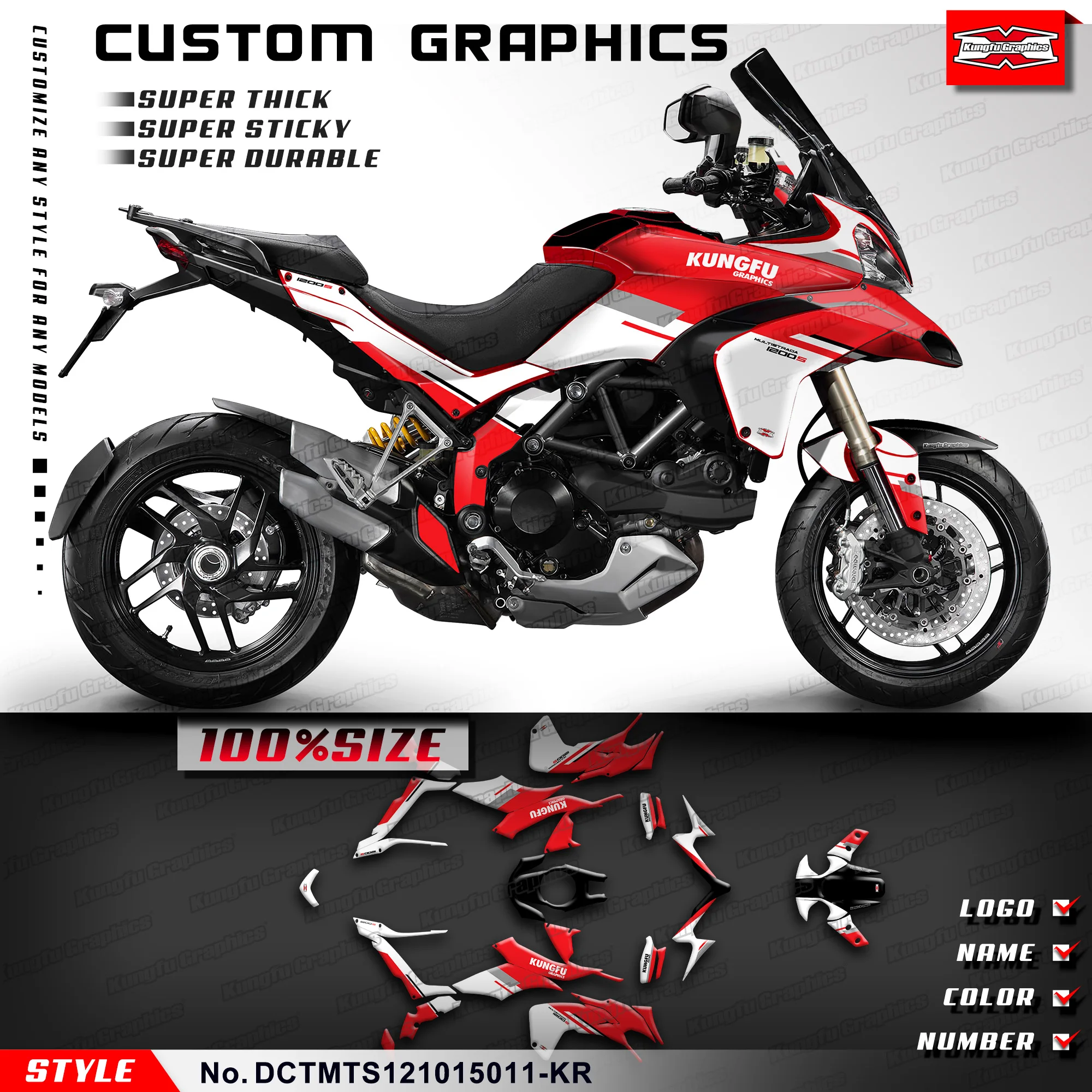 Клейкая наклейка KUNGFU GRAPHICS для DUCATI Multistrada MTS 1200 2012 2013 2014 DCTMTS 121015011 -KR