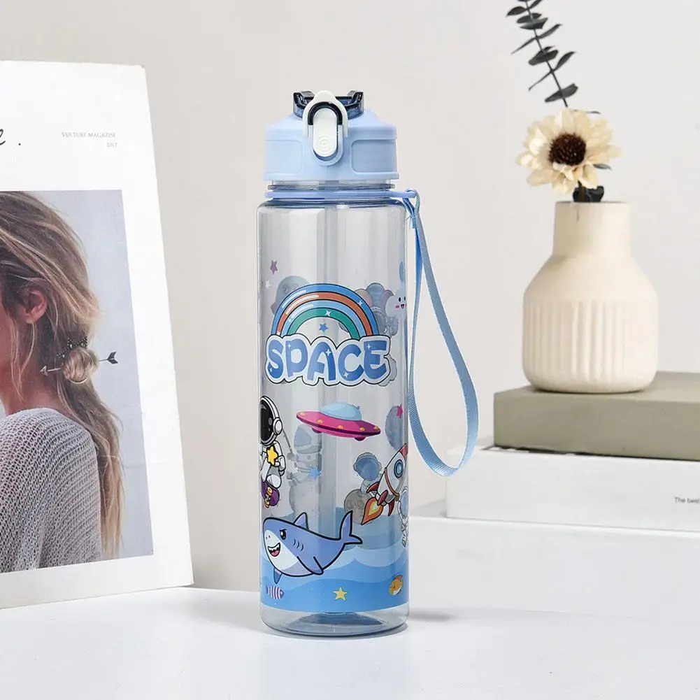 Детская соломенная чашка мультяшный астронавт для воды похлопывающая крышка