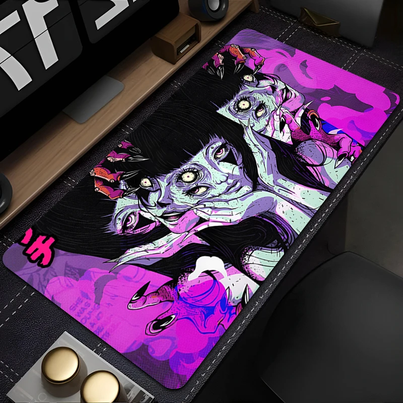 Фото Игровые аксессуары Коврик для мыши Junji Ito Tees Horror HD Печатный аниме Коврик для мыши Офисный ПК Шкаф Настольный коврик Расширенный ковер для клавиатуры №1