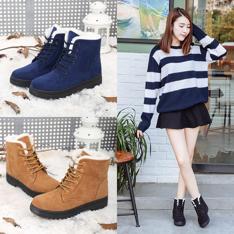 Winter Ankle Boots for Women Winter Shoes Female Snow Boots 2021 NEW Women Boots Botas Mujer Warm Plush Shoes Woman Plus Size 44