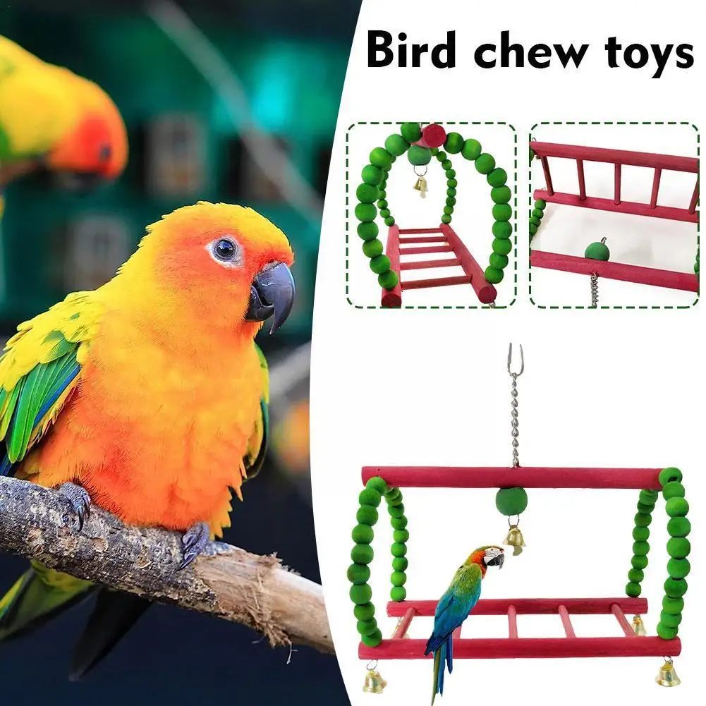 

Bird Playground Wooden Bridge Swing For Parrots Budgies Pet Bird Parrot Bite Chew Toys Bird Cage Toys For Parrots Birds Dec S5Z7