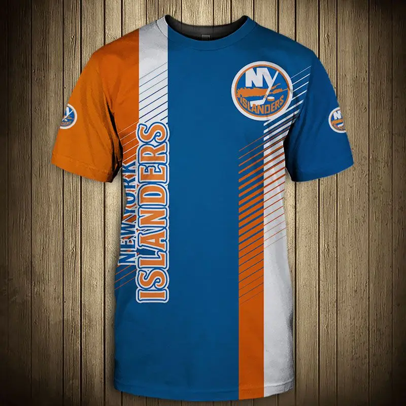 

New York Fashion Casual Men Islanders t-shirt Stitching Design Round Ball Letter M Printing Cool Tops