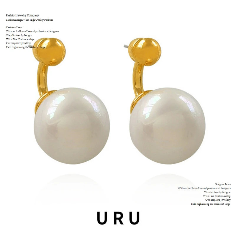 

Modern Jewelry 925 Silver Needle Shiny Simulated Pearl Earrings Vintage Temperament White Ball Earrings For Women Girl