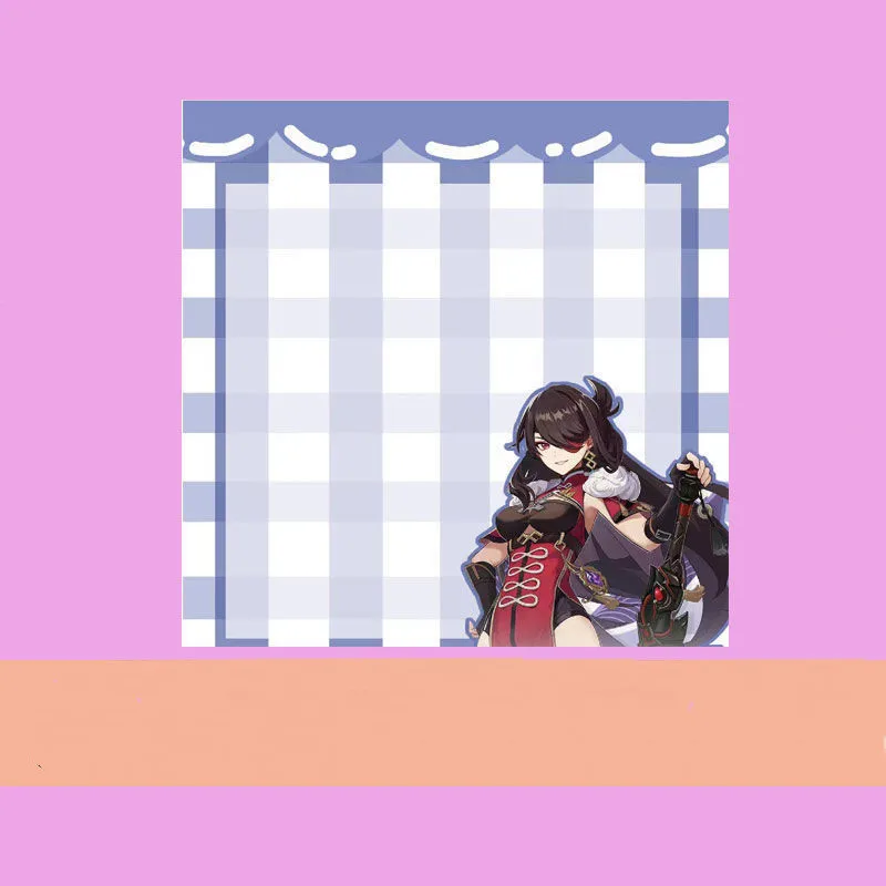 

Genshin Impact game Memo pad Post sticky anime Keqing Pasteable sticky notes message paper stationery Square School supplies