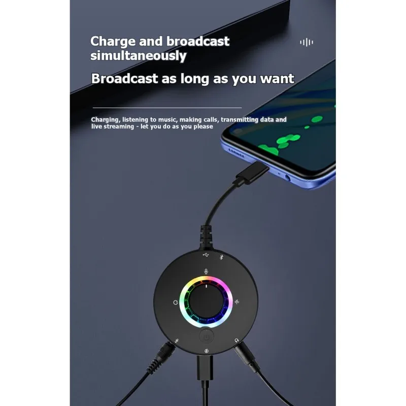 Фото Комплект мини-звуковой карты для прямой трансляции lillili с пультом ДУ, Bluetooth-аккомпанементом и микрофоном - D622 №1