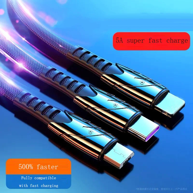 

быстрая зарядка для iphone USB кабель 3 в 1 5 А быстрая зарядка 1,8 м зарядное устройство type c