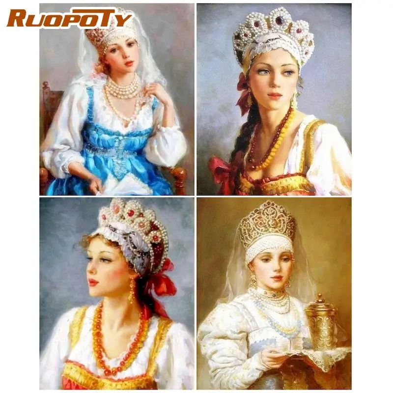 

RUOPOTY Painting By Number Figure Gift Drawing On Canvas HandPainted Art DIY Pictures By Number Woman Kits Home Decor