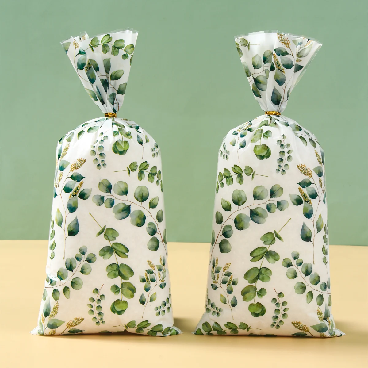 Упаковка для печенья в виде зеленых листьев 25/50/100 шт.