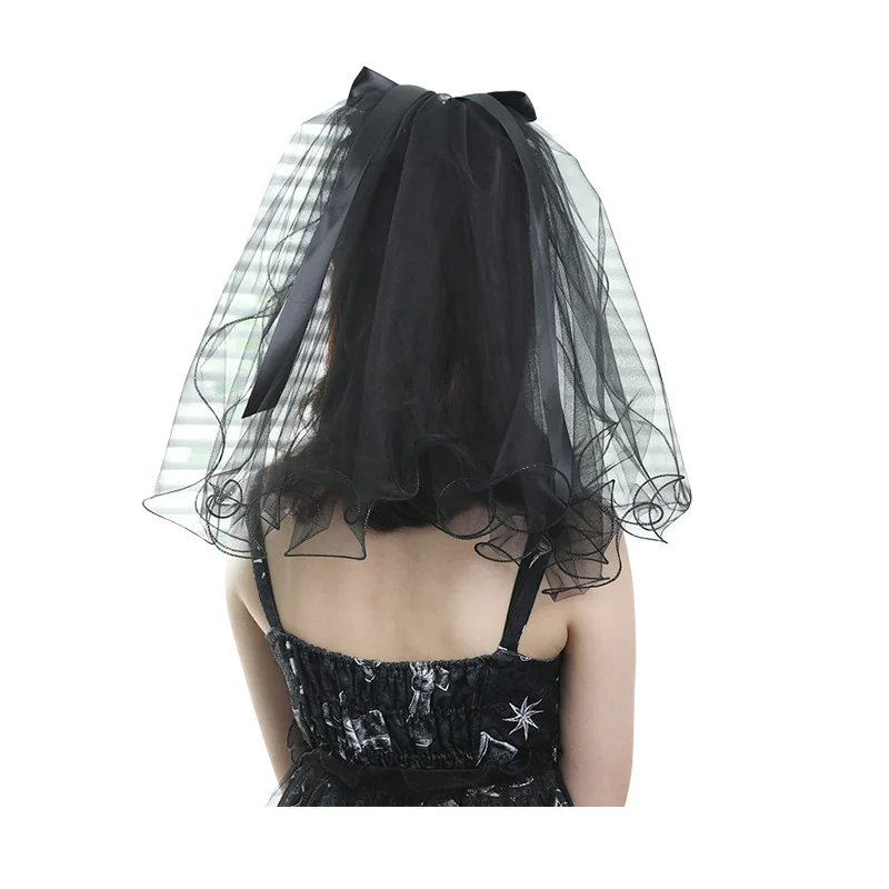 

Свадебная фата для невесты с черными краями Тюль с гребнем 2023