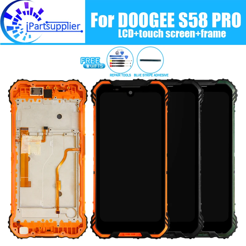 ЖК-дисплей + сенсорный экран + рамка в сборе, 100% оригинальный ЖК-дигитайзер, стеклянная панель для DOOGEE S58 PRO + инструменты.