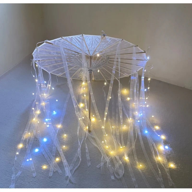 

LED Yarn Silk Cloth Lace Decorative Umbrella Beach Parasol Princess Chinese Japan Umbrella Drama Craft Umbrella Cosplay